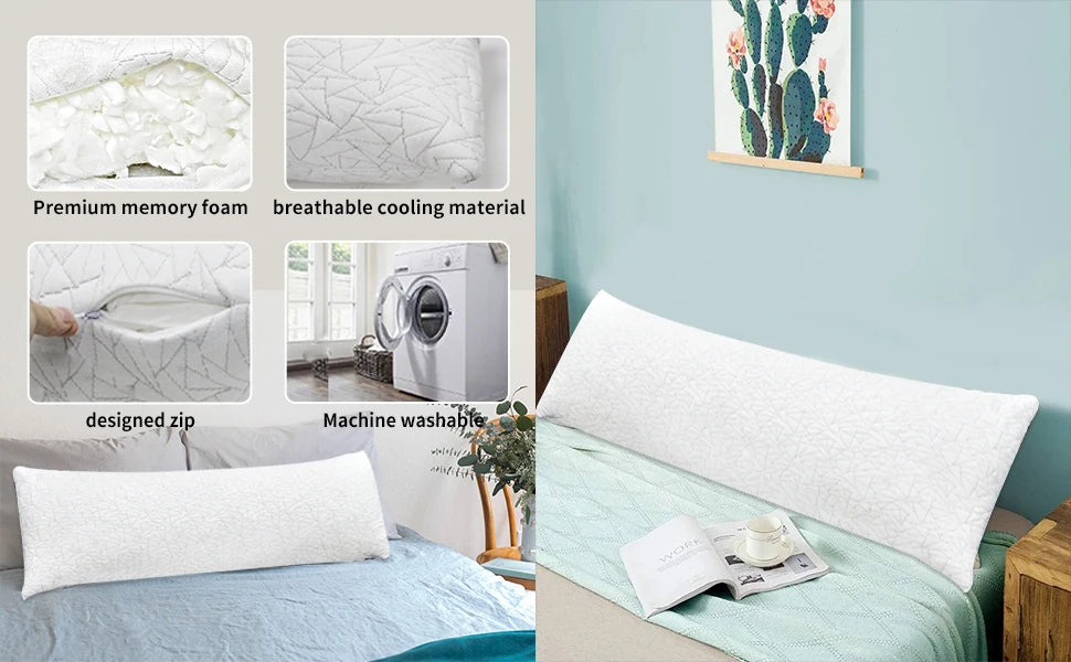 Memory Foam Body Pillow - Fluffy Body Pillows for Adults
