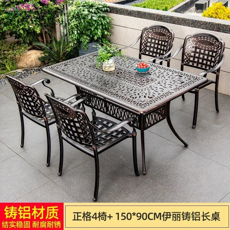 Waterproof Sunscreen Leisure Chairs Outdoor Metal Garden Furniture Set for Patio European Retro Style