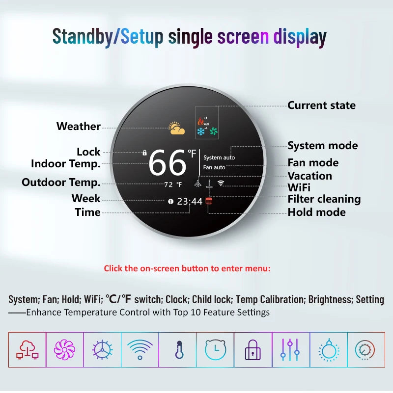 Beca Weekly Programmable Matter Smart Home Thermostat With TFT LCD Display Floor Heating Thermostat Alexa Google Assistant