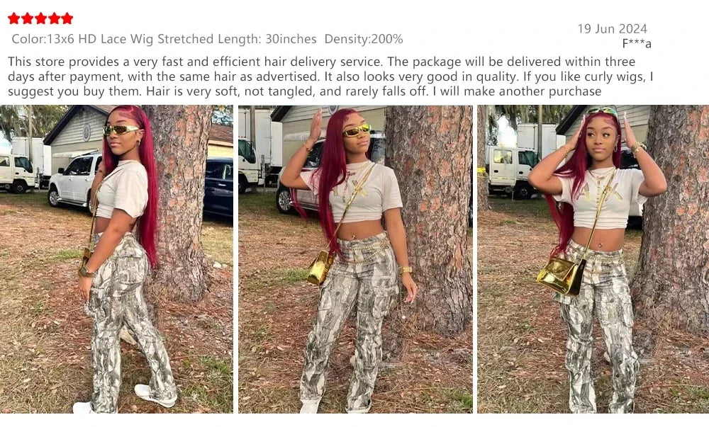 Burgundy 13x4 HD Lace Frontal Wig Straight 200% Human Hair