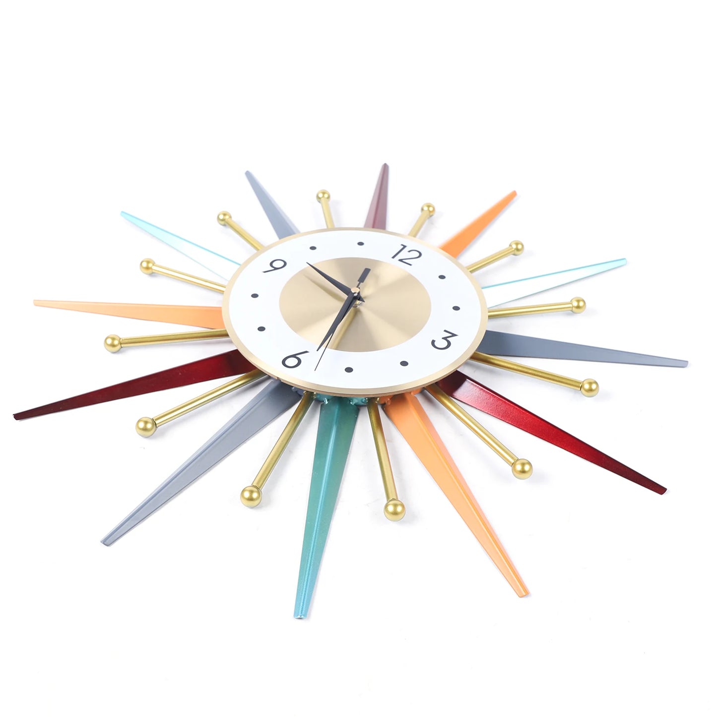 Wall Clock 22 Inch Mid Century Starburst Modern Decor