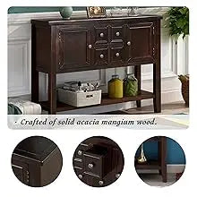Console Table Sideboard Sofa Entryway Side Table Furniture with Six Drawers and Bottom Shelf for Living Room Home Decor