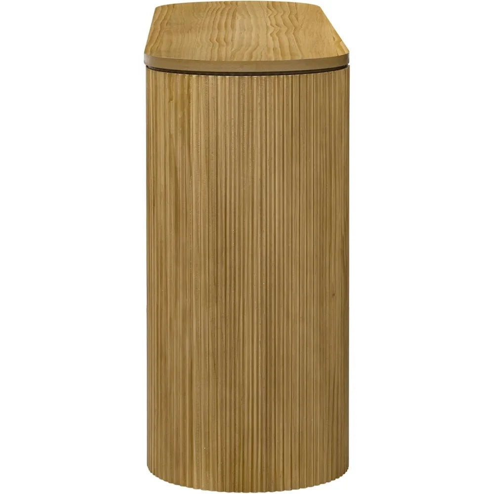 Modern Curved Console Table 59.2 Inch Fluted Entryway Sofa Table for Living Room Entrance Hallway Furniture Natural