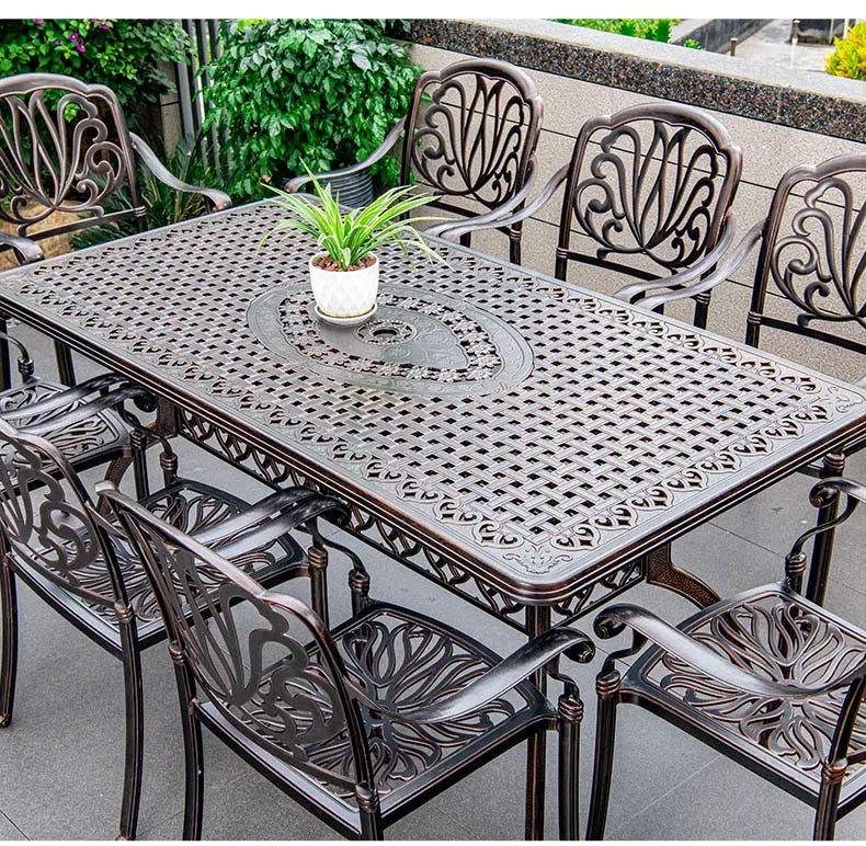 Waterproof Sunscreen Leisure Chairs Outdoor Metal Garden Furniture Set for Patio European Retro Style