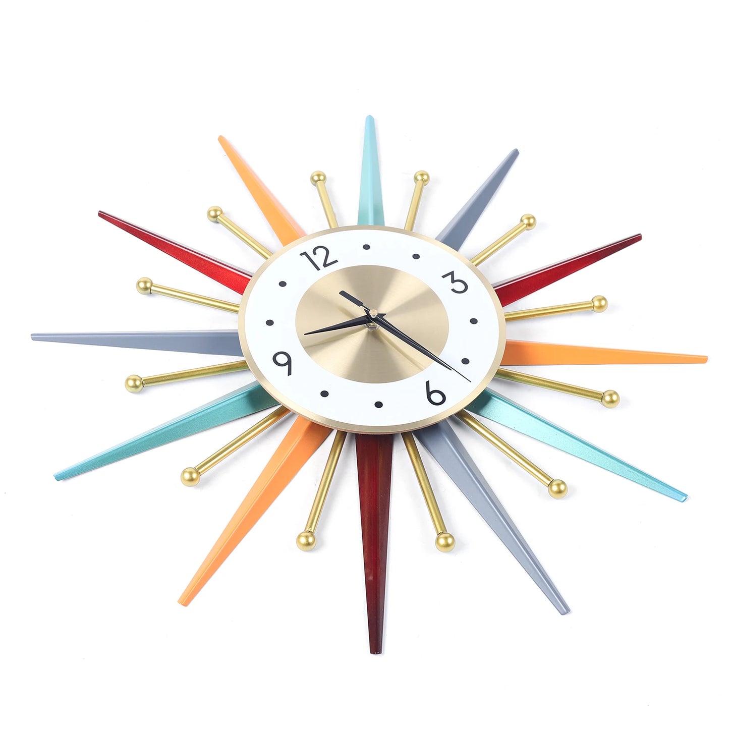 Wall Clock 22 Inch Mid Century Starburst Modern Decor