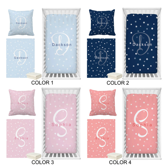 LVYZIHO 4 Color Star Pattern Personalized Name Bedding Set