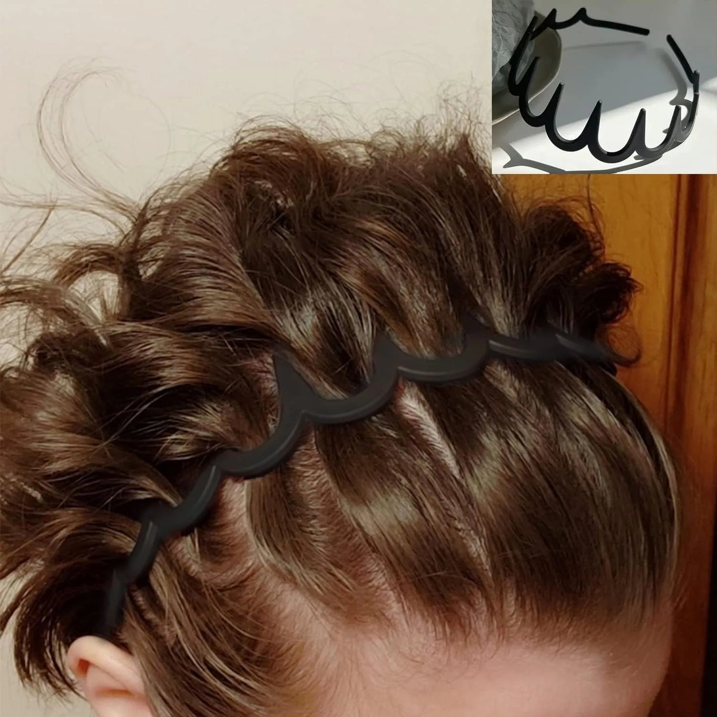 8 PCS Fashion No Slip Effortless Plastic Headbands Black