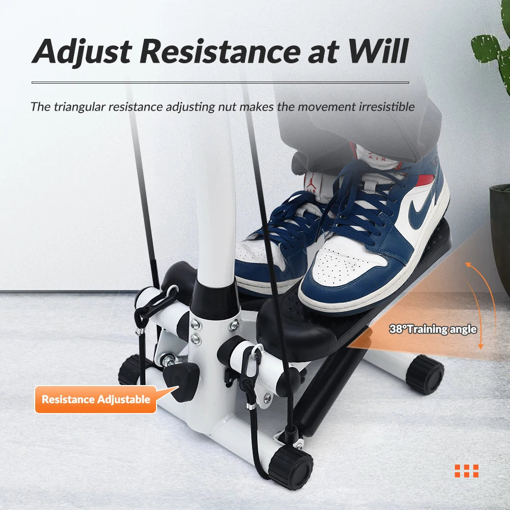 Exercise Stepper Machine LCD Display Handle and Resistance Bands Cycle Machine for Home Gym