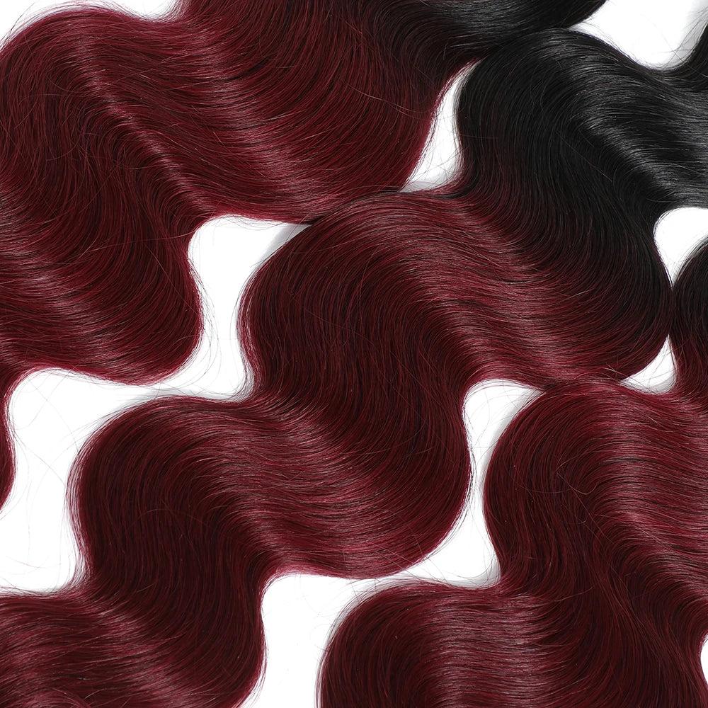 1B99J Body Wave Bundles With Closure Brazilian Human Hair Weave 4x4 Lace Closure 3/4 Bundles Remy Hair Extensions