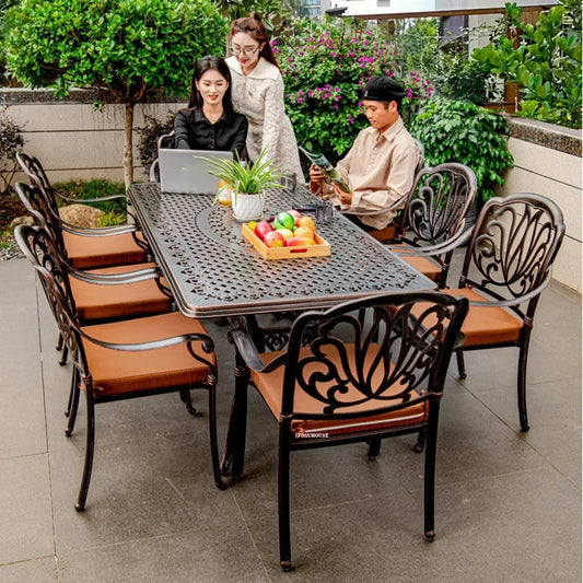 Waterproof Sunscreen Leisure Chairs Outdoor Metal Garden Furniture Set for Patio European Retro Style