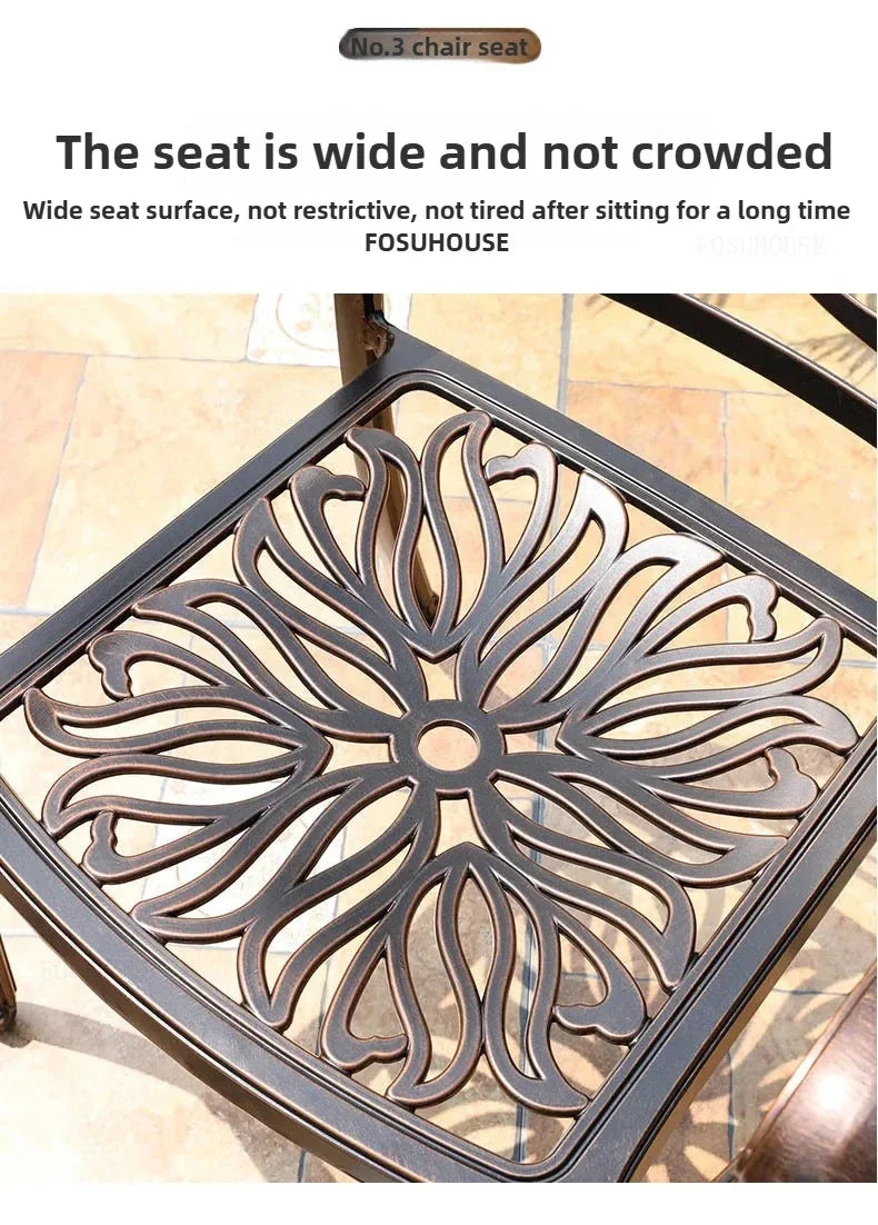 Waterproof Sunscreen Leisure Chairs Outdoor Metal Garden Furniture Set for Patio European Retro Style