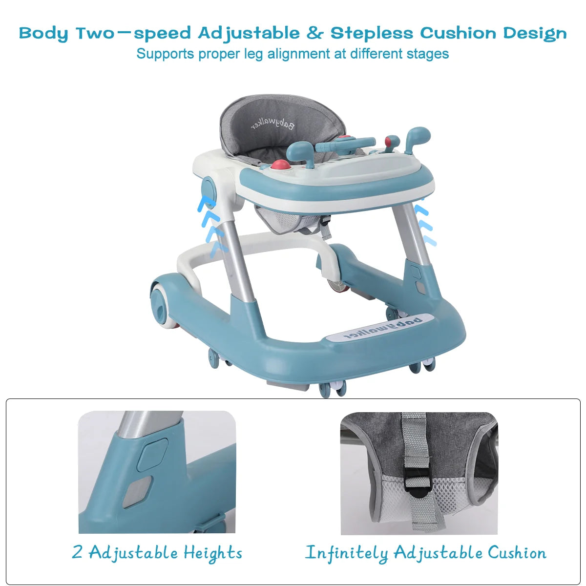 UBRAVOO Push Walker with Detachable Feeding and Music Trays