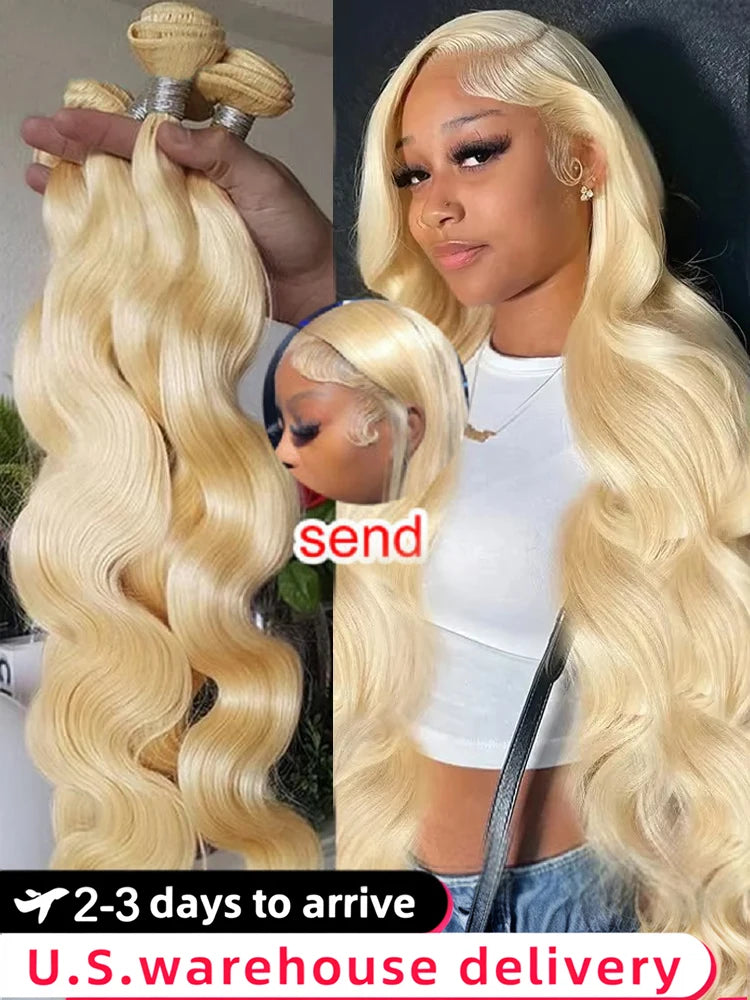 30 50Inch Colored Blonde 613 Body Wave Bundles Human Hair