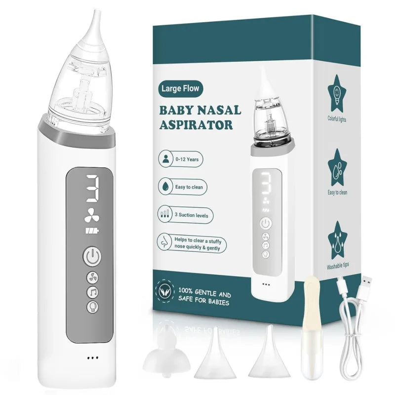 Baby Electric Nasal Aspirator Nose Suction Device with Food Grade Silicone Mouthpiece 3 Suction Modes
