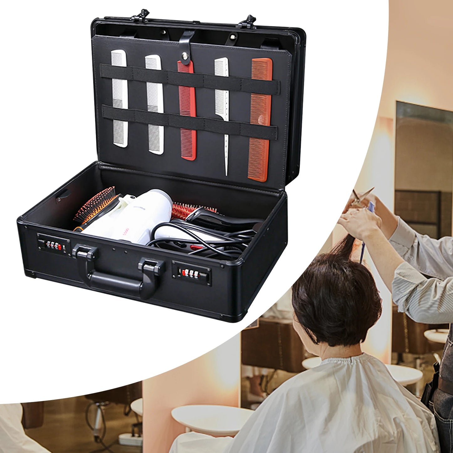 Portable Barber Hairdressing Tool Box Salon Large Capacity Professional Hair Kit Organizer