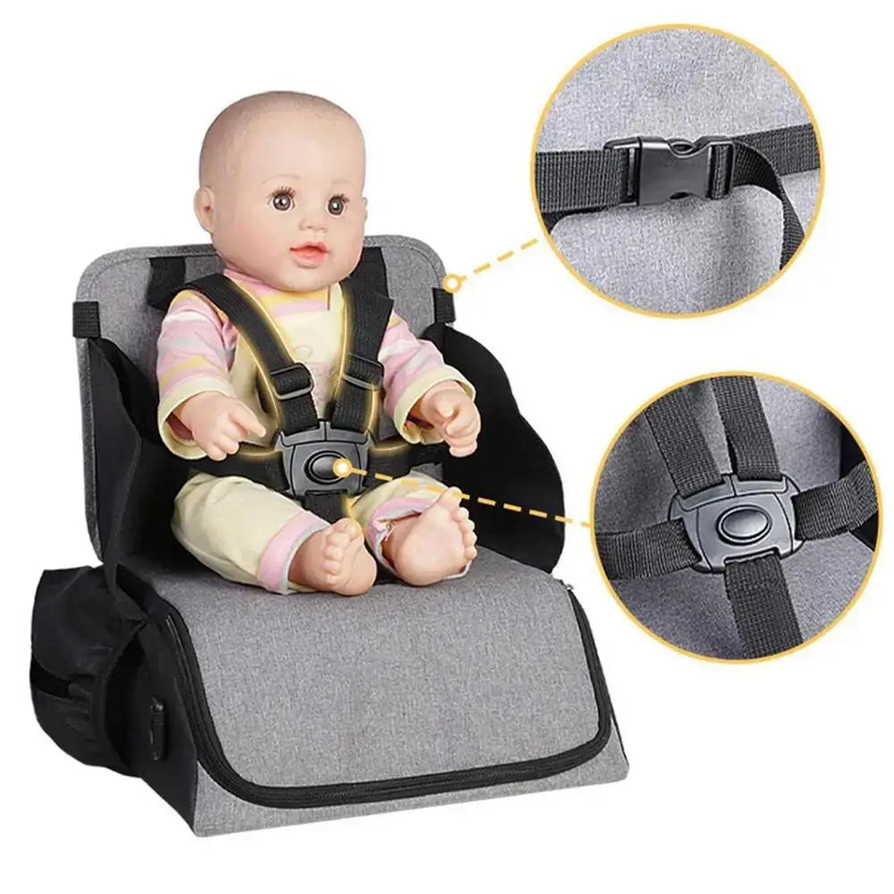 Baby Diaper Bag 2-in-1 Foldable Booster Seat And Diaper Pouch Large Capacity Organizer For Travel