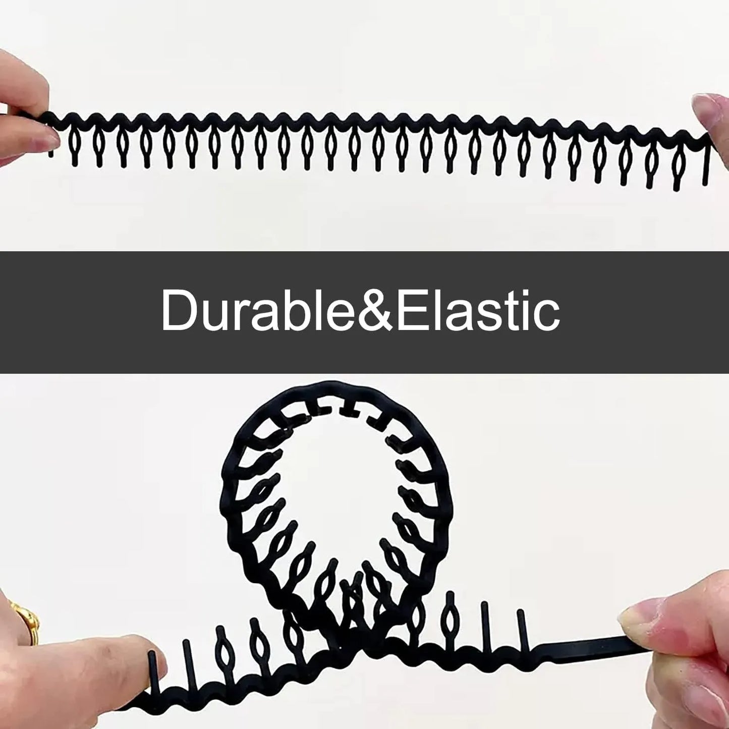 8 PCS Fashion No Slip Effortless Plastic Headbands Black