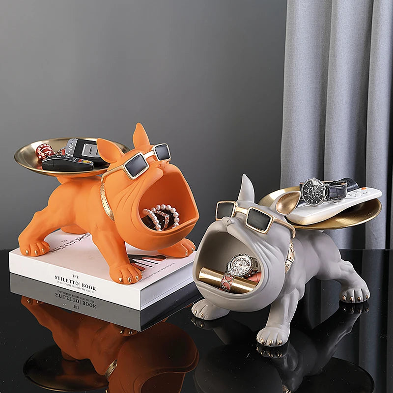 30cm Home Decor Bulldog Figurine Dog Statue Storage Box