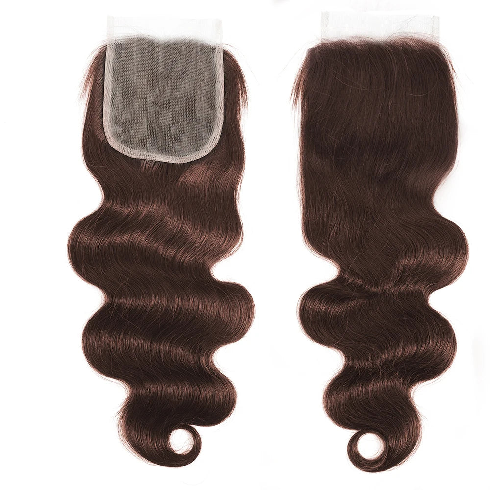 10A Brazilian Body Wave Bundles with 4x4 Lace Closure Brown Blonde Remy Human Hair