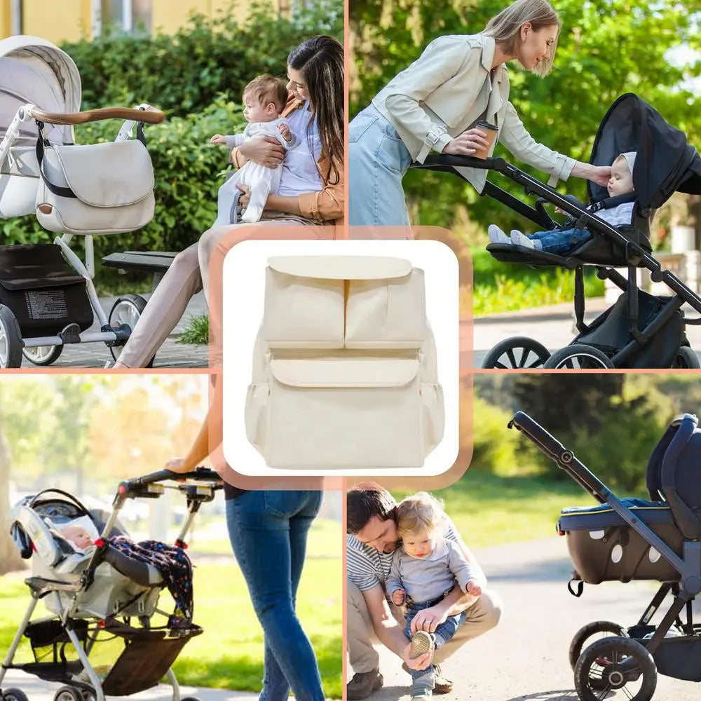 Toddler Stroller Bag Pram Organizer With Cup Holder Large Capacity Hangable Storage Pouch For Pram