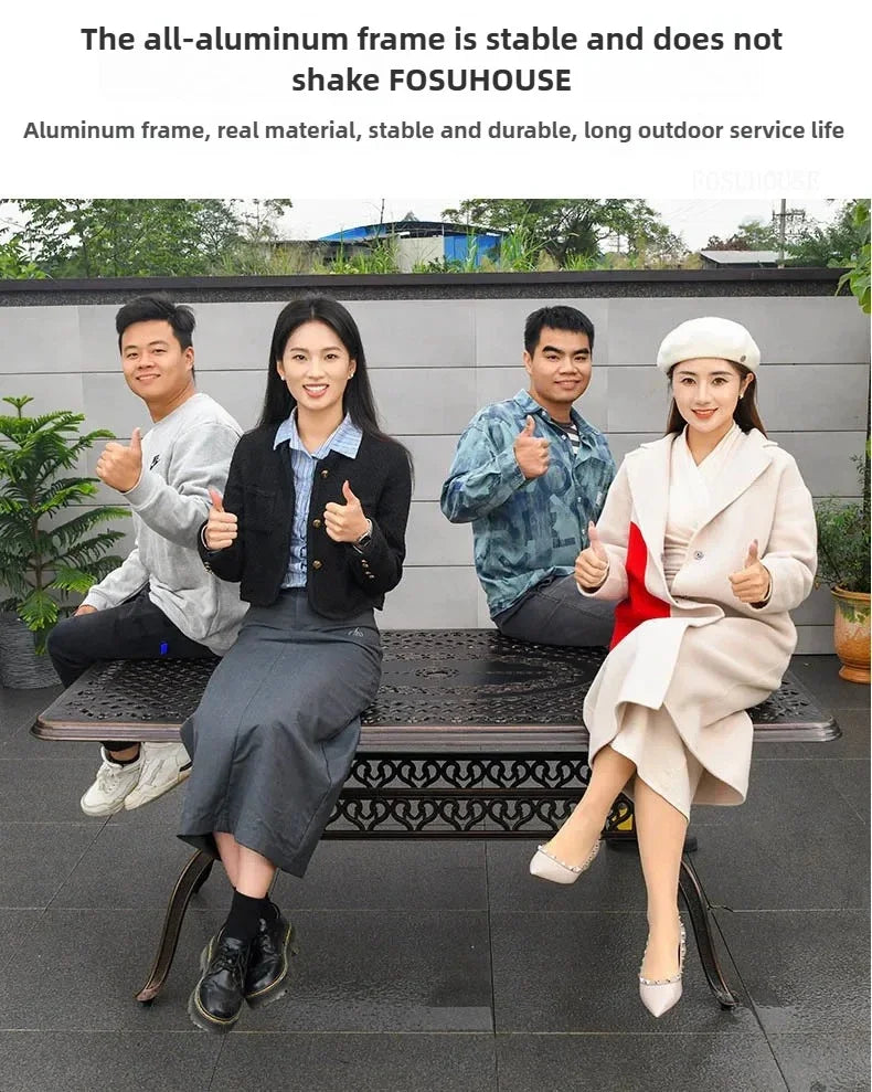 Waterproof Sunscreen Leisure Chairs Outdoor Metal Garden Furniture Set for Patio European Retro Style