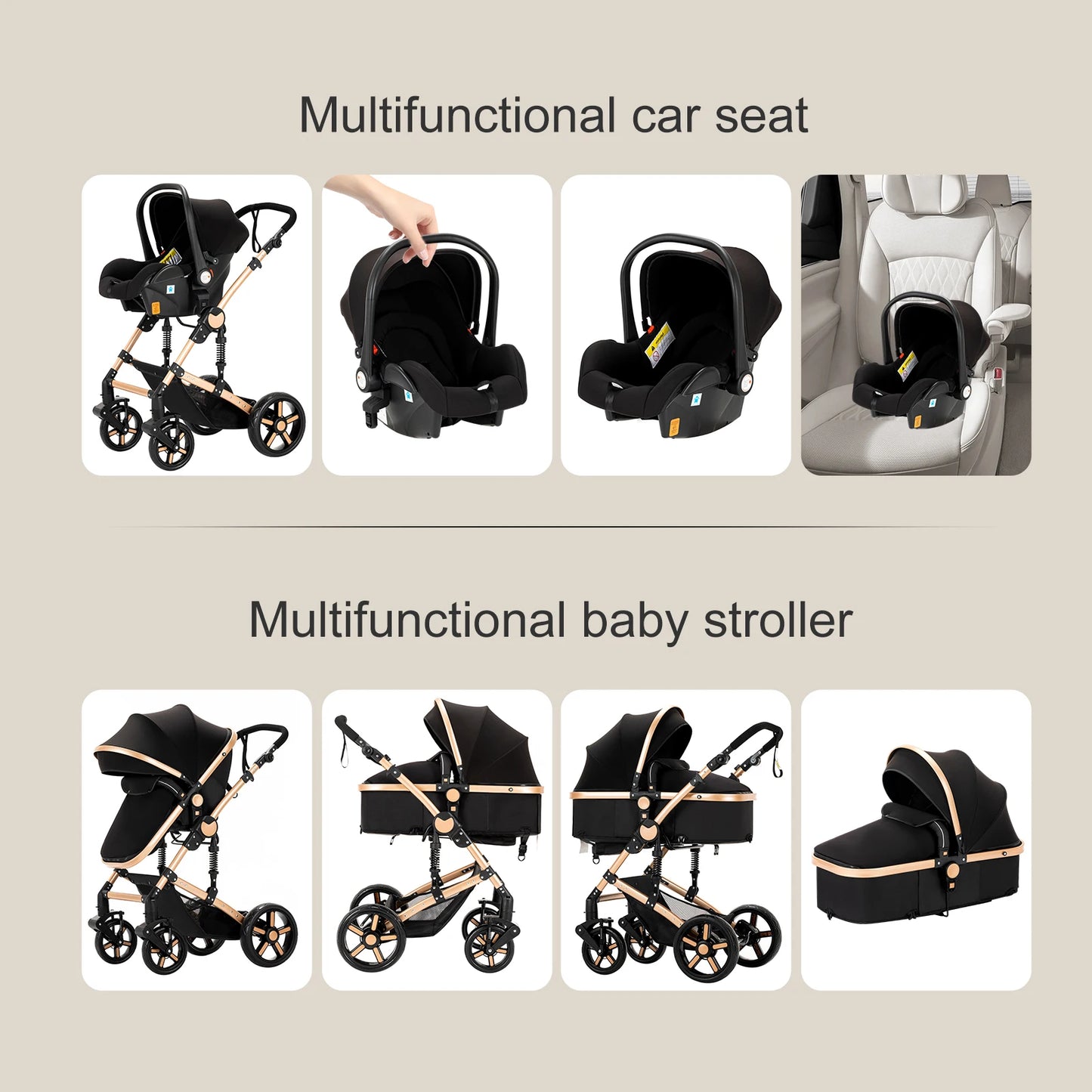 High Quality Newborn Lightweight Baby Stroller 3 in 1 ISOfix