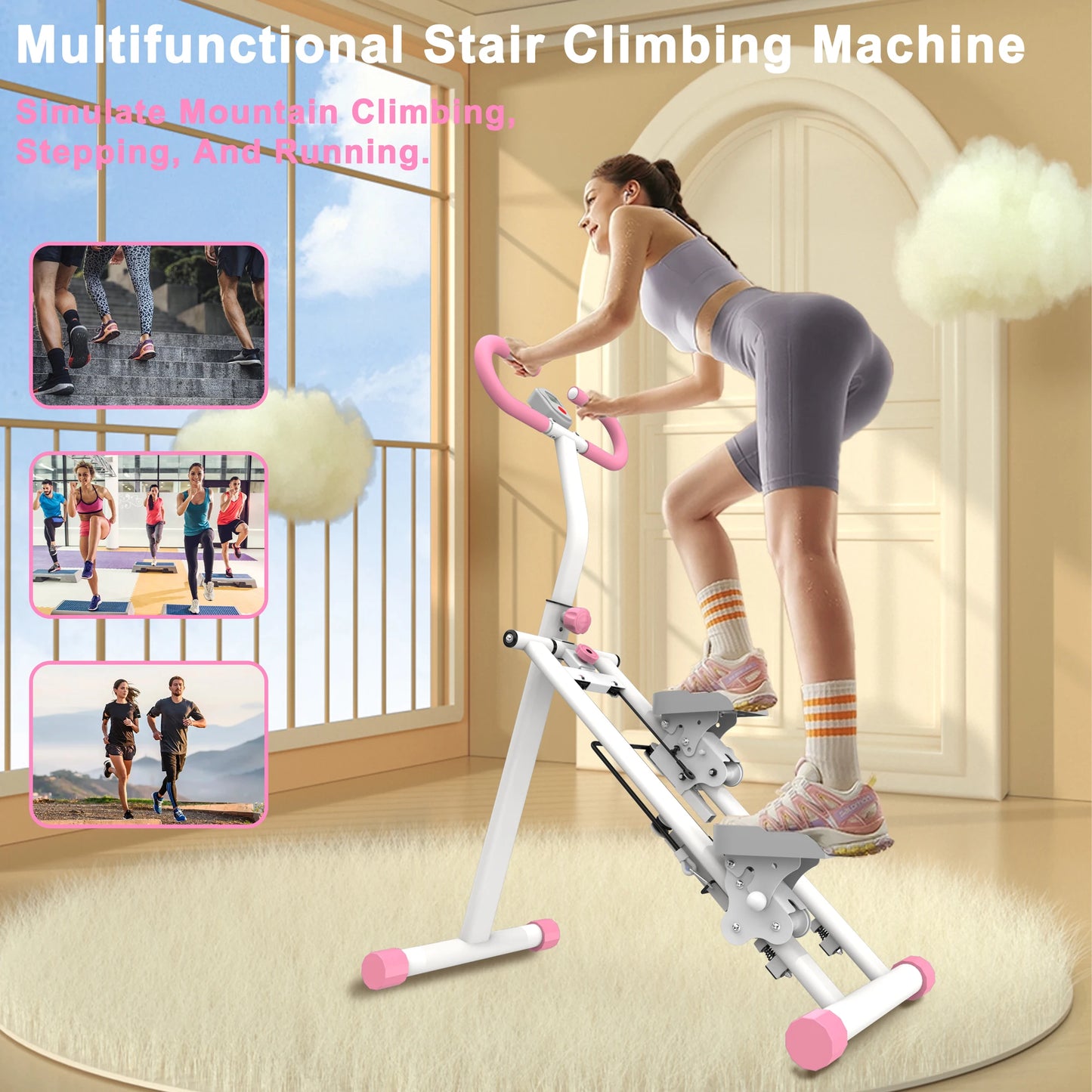 330Lbs Stair Stepper Climber Handlebar Full Body Workout