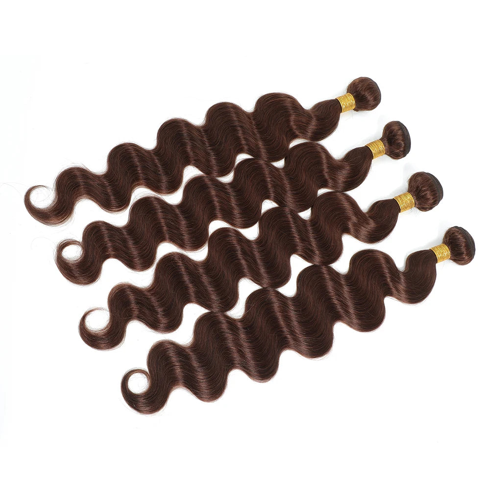 10A Brazilian Body Wave Bundles with 4x4 Lace Closure Brown Blonde Remy Human Hair