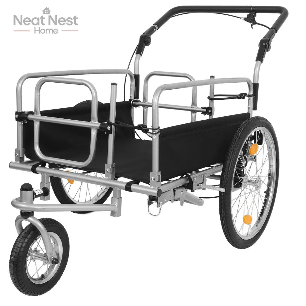 3-in-1 Heavy Duty Bike Cargo Trailer E-Bike Compatible Steel Frame Convertible Stroller and Pull Cart with Suspension Accessories