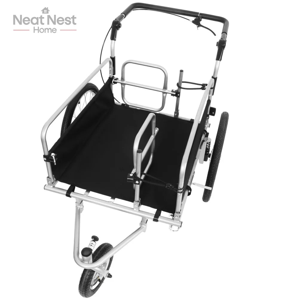 3-in-1 Heavy Duty Bike Cargo Trailer E-Bike Compatible Steel Frame Convertible Stroller and Pull Cart with Suspension Accessories