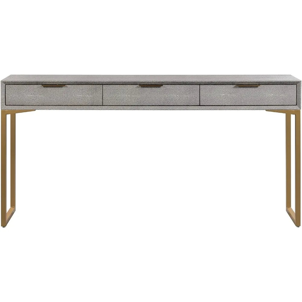TOV Furniture Pesce Shagreen Modern 3 Drawer Living Room Console Table 59 Inch Grey