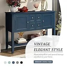 Console Table Sideboard Sofa Entryway Side Table Furniture with Six Drawers and Bottom Shelf for Living Room Home Decor