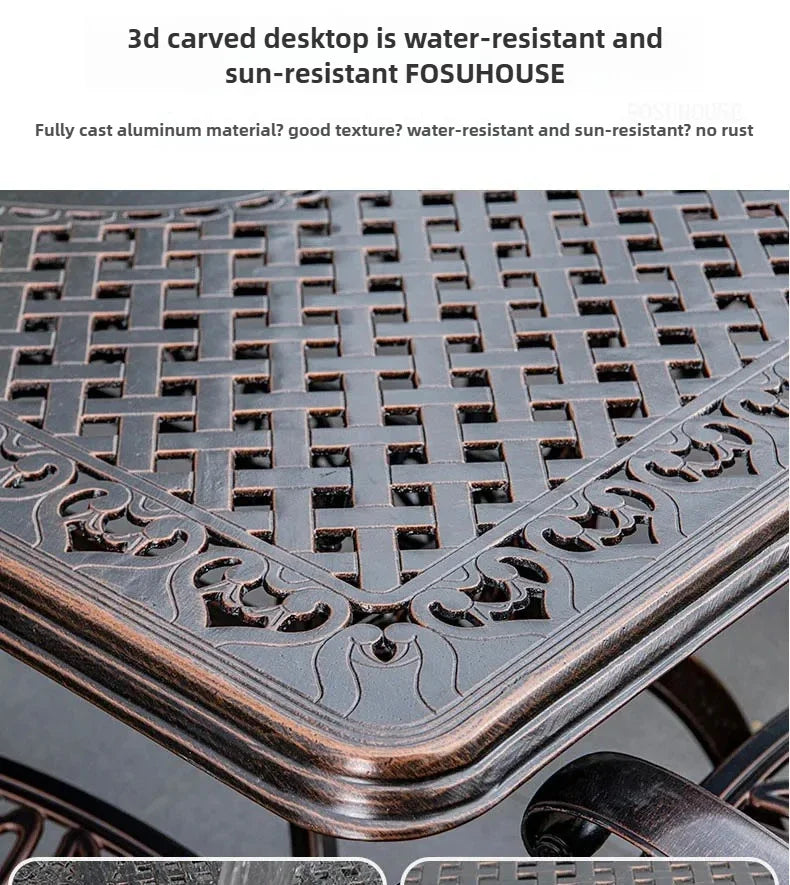 Waterproof Sunscreen Leisure Chairs Outdoor Metal Garden Furniture Set for Patio European Retro Style