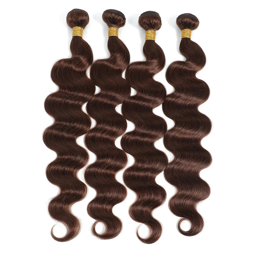 10A Brazilian Body Wave Bundles with 4x4 Lace Closure Brown Blonde Remy Human Hair