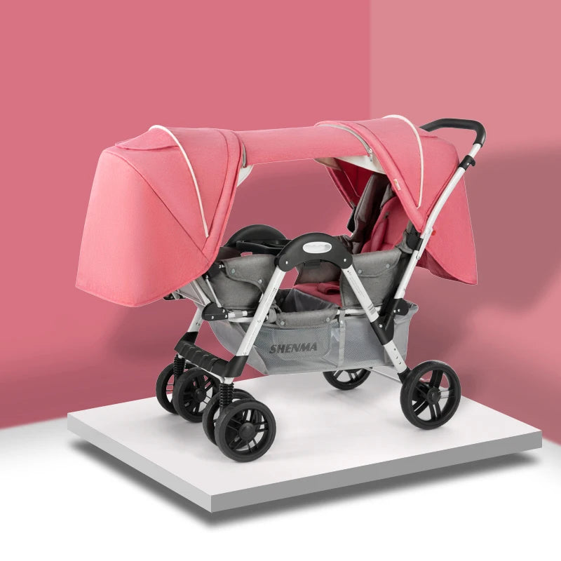 Twins Baby Stroller Can Sit And Lie Down Folding Lightweight