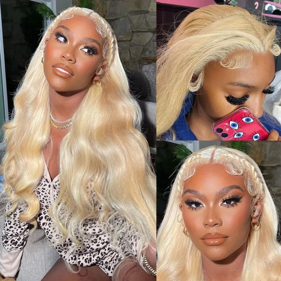 Blonde Body Wave Lace Front Wig HD Transparent 613 40 Inch