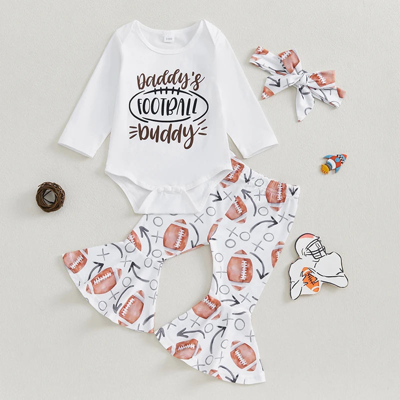 Baby Girls 3Pcs Fall Outfits Long Sleeve Romper Set