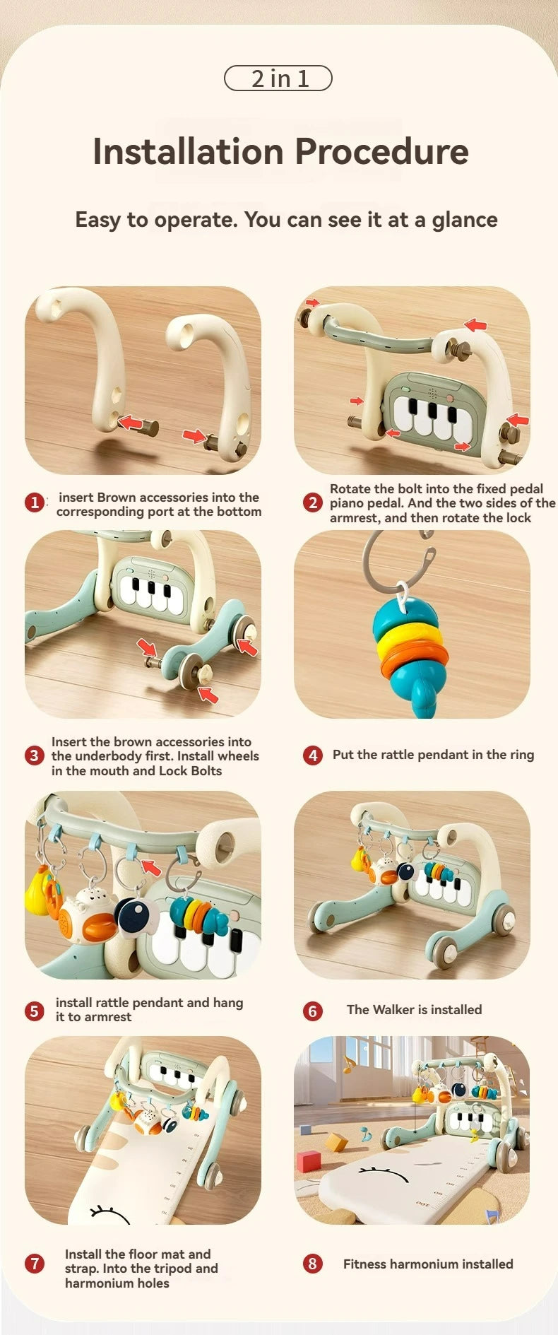 4 In 1 Newborn Baby Walker Fitness Frame With Music Light