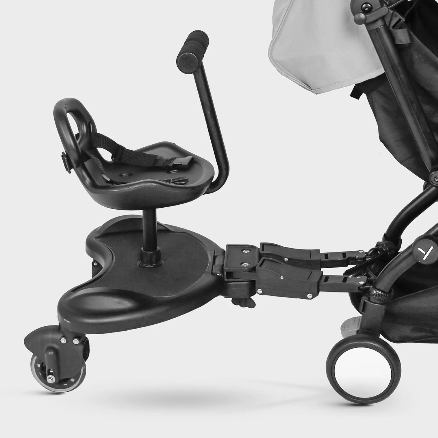 Universal 2-in-1 Stroller Board with Detachable Seat Buggy Board for 2 to 6 Year Olds Toddler Attachment Step Stand Ride-On Pedal