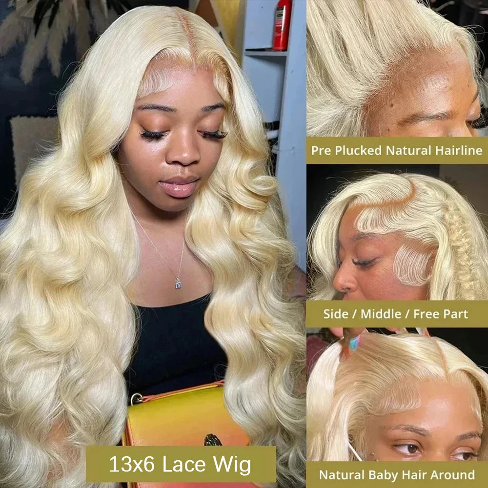 Blonde Body Wave Lace Front Wig HD Transparent 613 40 Inch