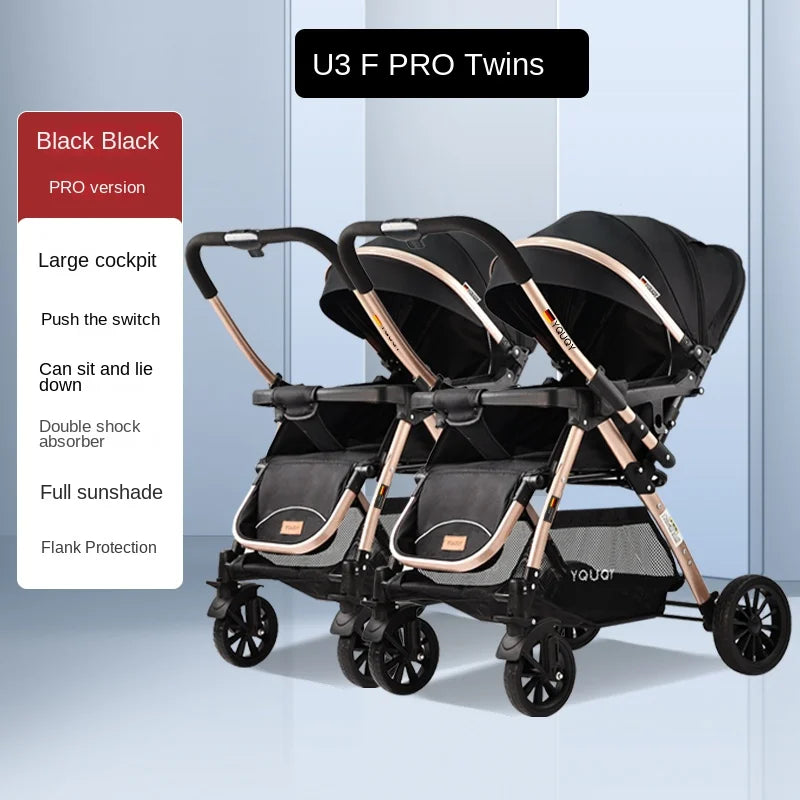 Twins Newborn 0-4 Years Old Baby Stroller Can Sit Lie Down
