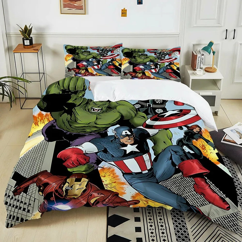 Marvel Bedding Set Superhero Cartoon Duvet Cover Pillow Case
