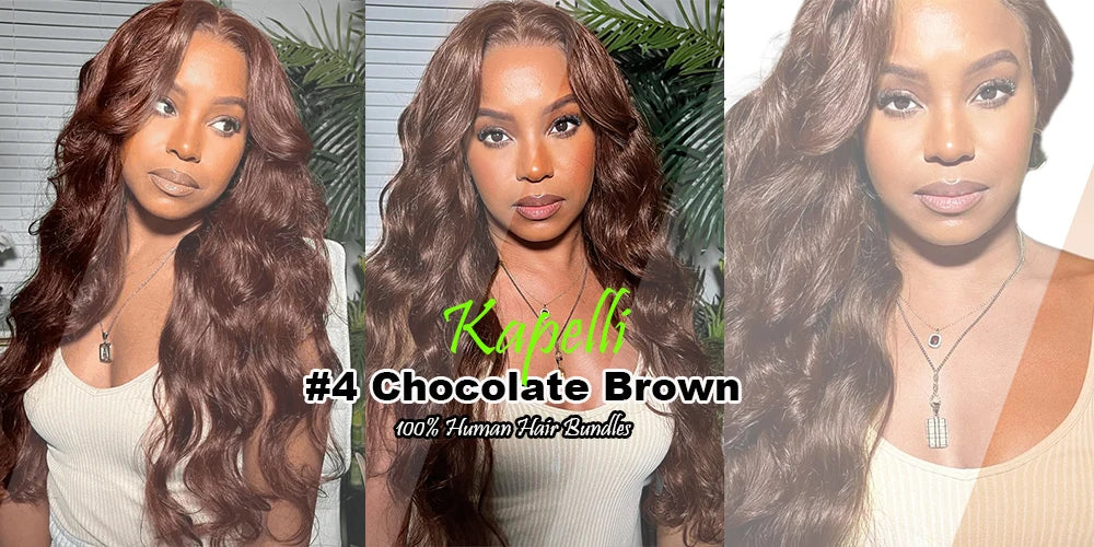 10A Brazilian Body Wave Bundles with 4x4 Lace Closure Brown Blonde Remy Human Hair
