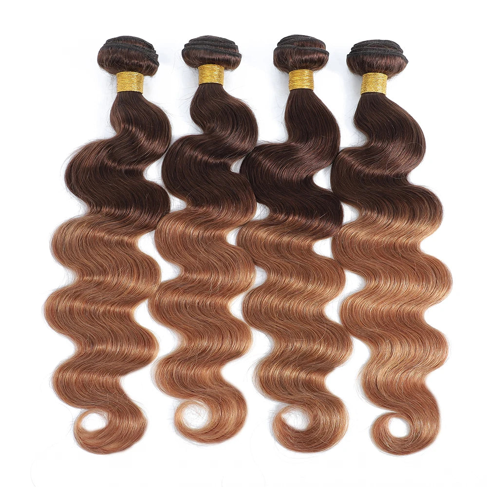 1B99J Body Wave Bundles With Closure Brazilian Human Hair Weave 4x4 Lace Closure 3/4 Bundles Remy Hair Extensions