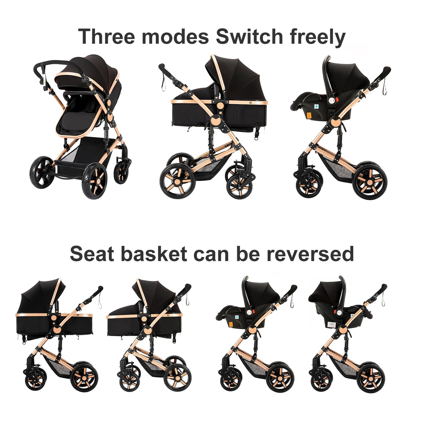 High Quality Newborn Lightweight Baby Stroller 3 in 1 ISOfix