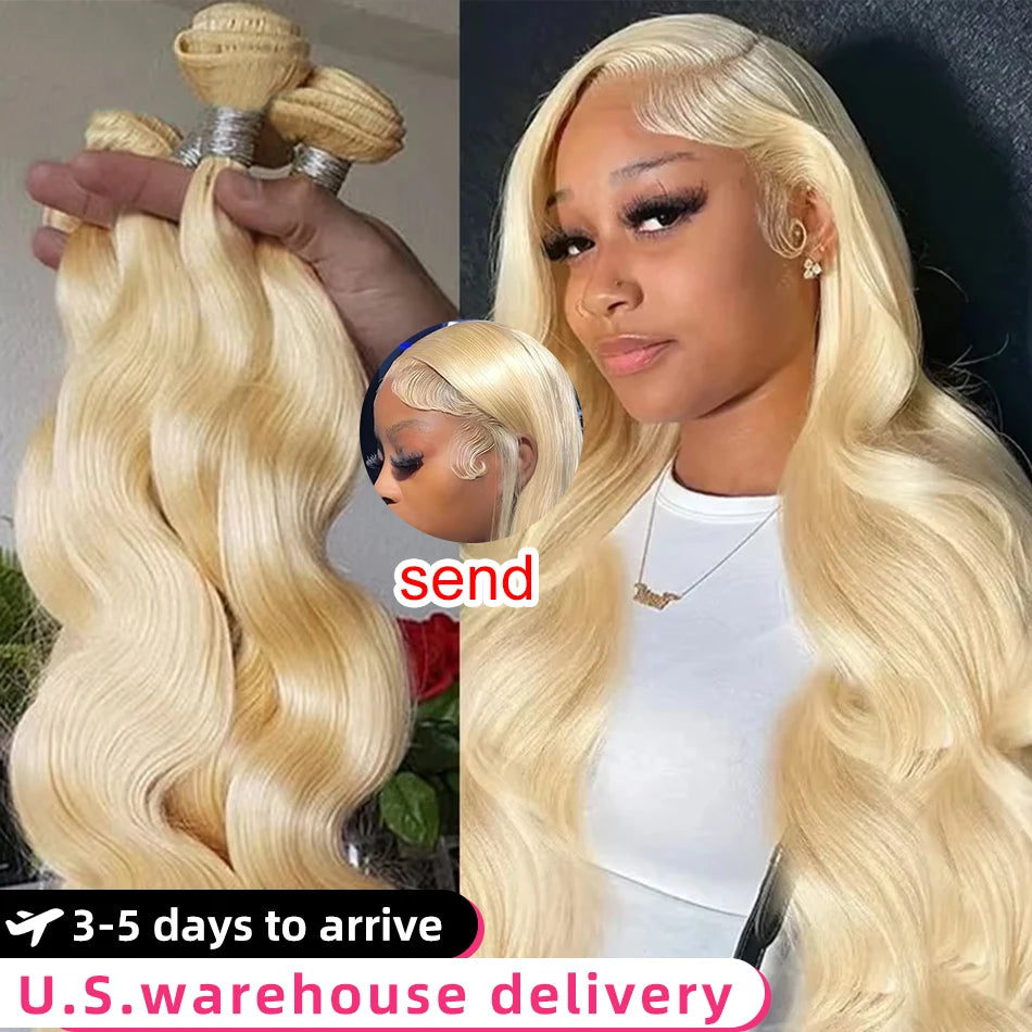 30 50Inch Colored Blonde 613 Body Wave Bundles Human Hair