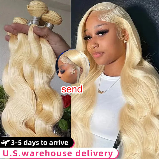 30 50Inch Colored Blonde 613 Body Wave Bundles Human Hair