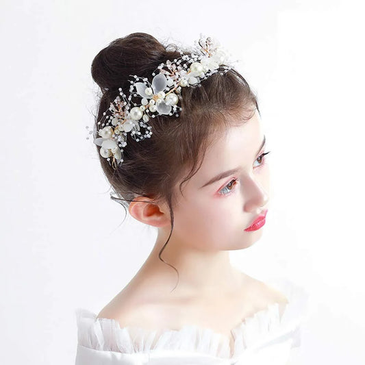 Headband Wedding Flower Girls Rhinestone Pearl Crystal Beads