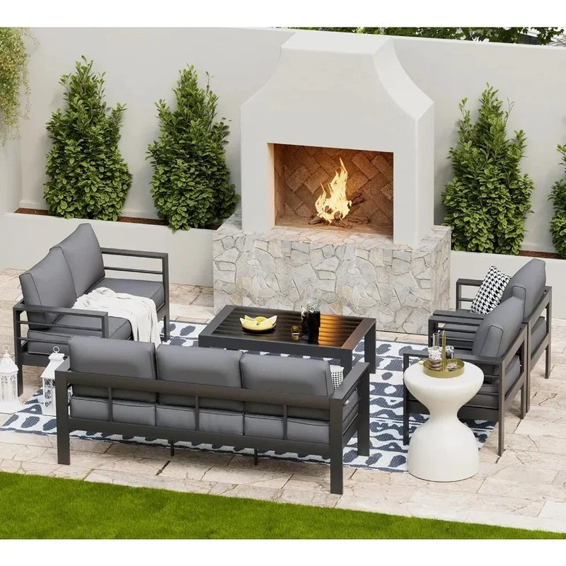 Oversized Outdoor Aluminum Patio Furniture Set Sectional Sofa with Cushions for Patios and Gardens