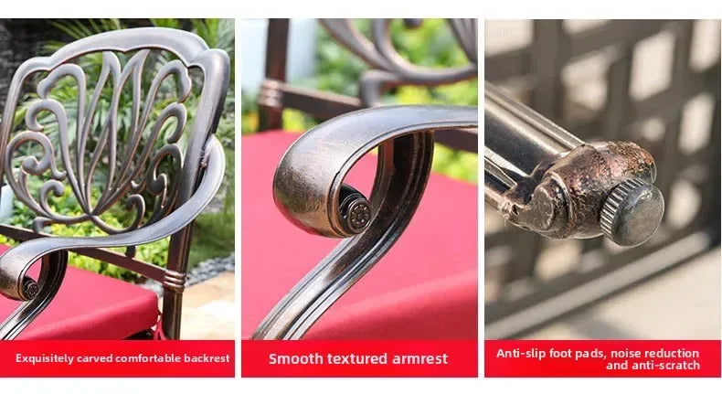 Waterproof Sunscreen Leisure Chairs Outdoor Metal Garden Furniture Set for Patio European Retro Style